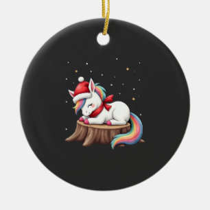 Süßes Einhorn mit Schal Weihnachten Xmas Feiertags Keramik Ornament