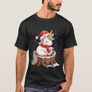 Süßes Einhorn mit Schal Weihnachten Xmas Feiertags T-Shirt