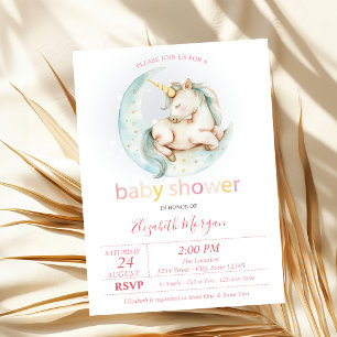 Süßes Einhorn Mond getupft Baby Shower Einladung