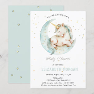 Süßes Einhorn Mond Sterne Babyparty Einladung