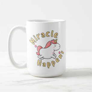 Süßes Einhorn-Mug-Design "Wunder geschieht" Kaffeetasse