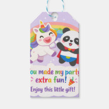 Süßes Einhorn & Panda Dankeschön-Geschenkanhänger