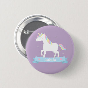 Süßes Einhorn Pastell Mädchen Personalisierter But Button