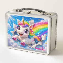 Süßes Einhorn Regenbogen Magischer Himmel Metall Brotdose