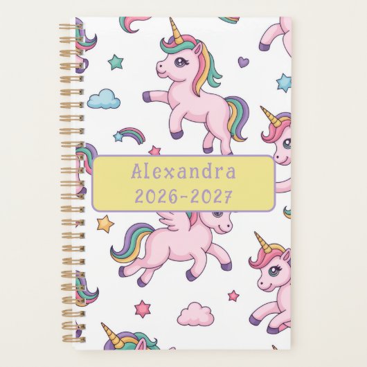 Süßes Einhorn Regenbogen Planer (Vorderseite)