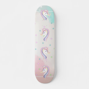 Süßes Einhorn Regenbogen, Sterne Skateboard
