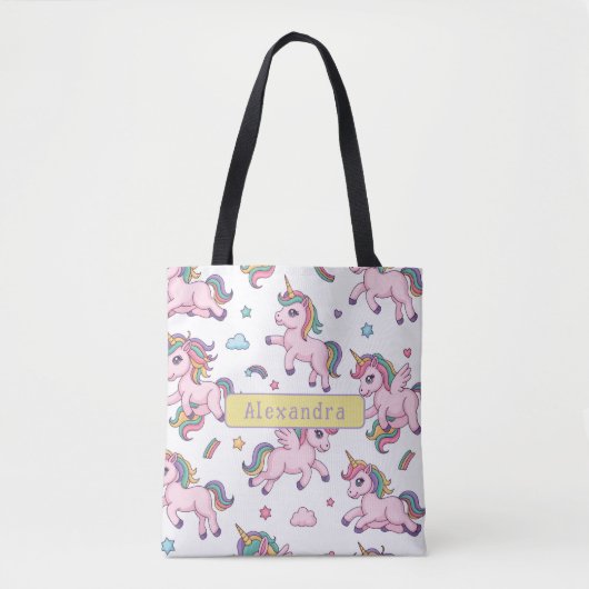 Süßes Einhorn Regenbogen Tasche (Vorderseite)