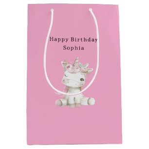 Süßes Einhorn Rosa Blumen Geburtstag Mittlere Geschenktüte