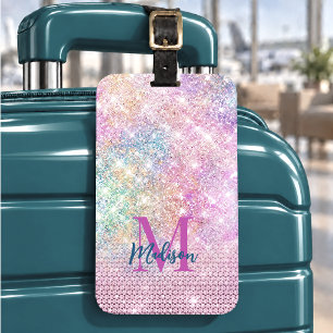 süßes Einhorn rosa falscher Glitter-Rhinstone-Mono Gepäckanhänger