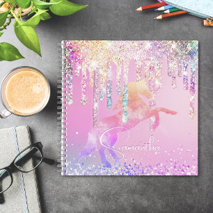 Süßes Einhorn rosa Glitter Regenbogen Tropfen Mono Notizblock