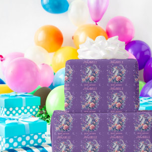Süßes Einhorn Rosa Lila Glitter Mädchen Geburtstag Geschenkpapier