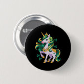 Süßes Einhorn Shamrock Mädchen Kinder St Patricks  Button (Vorne & Hinten)