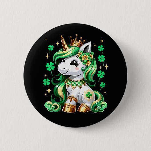 Süßes Einhorn Shamrock St Patricks Day  Button (Vorderseite)