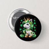 Süßes Einhorn Shamrock St Patricks Day  Button (Vorne & Hinten)