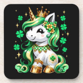 Süßes Einhorn Shamrock St. Patrick's Day Getränkeuntersetzer (Vorderseite)