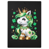 Süßes Einhorn Shamrock St Patricks Day Klemmbrett (Rückseite)