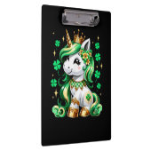 Süßes Einhorn Shamrock St Patricks Day Klemmbrett (Rechts)