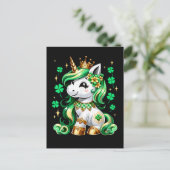 Süßes Einhorn Shamrock St. Patrick's Day  Postkarte (Stehend Vorderseite)