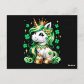 Süßes Einhorn Shamrock St. Patrick's Day  Postkarte (Rückseite)