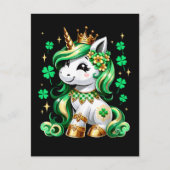 Süßes Einhorn Shamrock St. Patrick's Day  Postkarte (Vorderseite)