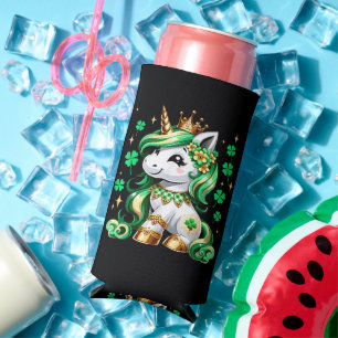 Süßes Einhorn Shamrock St Patricks Day Selters Dosenkühler