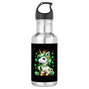 Süßes Einhorn Shamrock St. Patricks Tag Edelstahlflasche