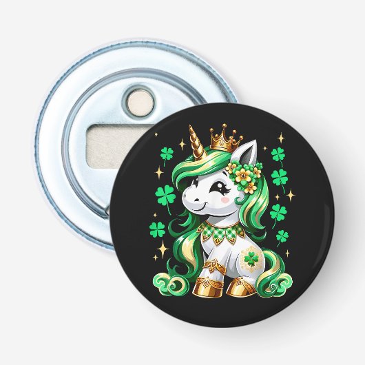 Süßes Einhorn Shamrock St. Patricks Tag  Flaschenöffner (Vorderseite)