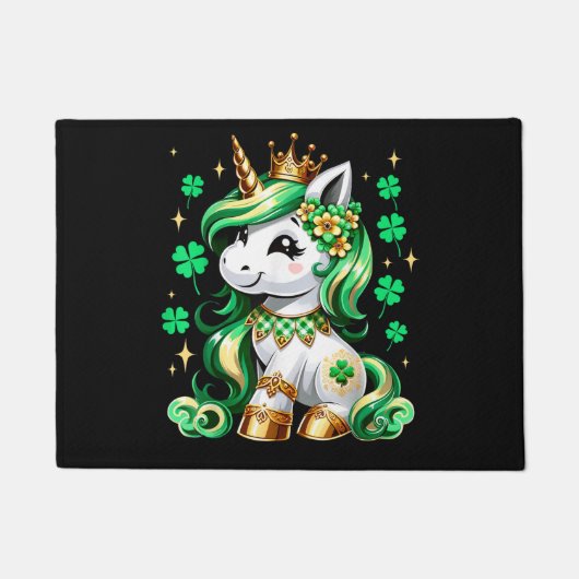 Süßes Einhorn Shamrock St Patricks Tag Fußmatte (Vorderseite)