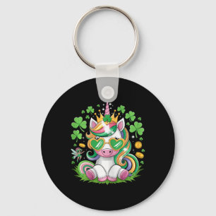 Süßes Einhorn Shamrock St Patricks Tag Mädchen Kin Schlüsselanhänger