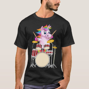 Süßes Einhorn spielt Schlagzeug Drums & Katzen   S T-Shirt