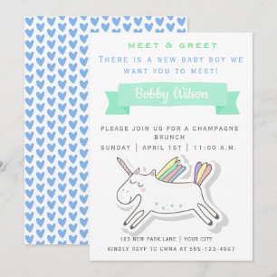 Süßes Einhorn Treffe und begrüße das neue Baby Einladung