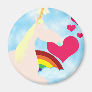 Süßes Einhorn und Regenbogen-Abzeichen Magnet