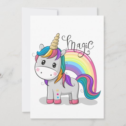 Süßes Einhorn Unicorn mit großen Augen Einladung (Vorderseite)