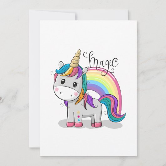 Süßes Einhorn Unicorn mit großen Augen Einladung (Rückseite)