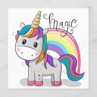 Süßes Einhorn Unicorn mit großen Augen Einladung