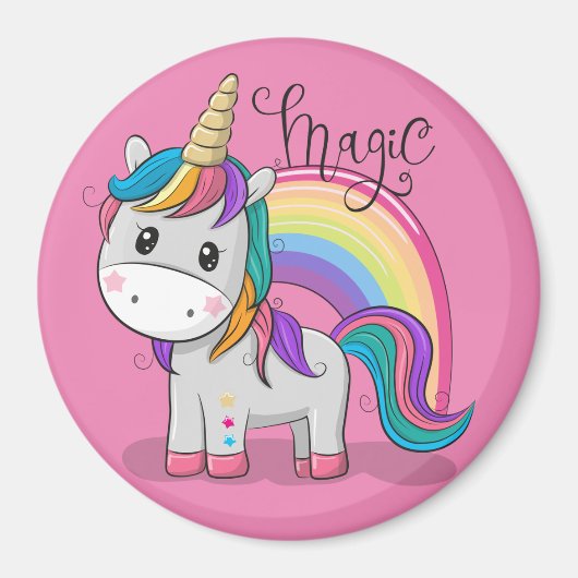 Süßes Einhorn Unicorn mit großen Augen Magnet (Vorne)