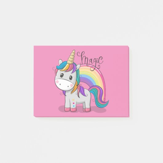 Süßes Einhorn Unicorn mit großen Augen Post-it Klebezettel (Vorderseite)