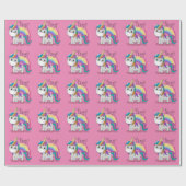 Süßes Einhorn Unicorn mit großen Augen rosa Geschenkpapier (Flach)