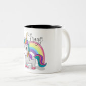 Süßes Einhorn Unicorn mit großen Augen Zweifarbige Tasse (VorderseiteRechts)