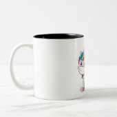 Süßes Einhorn Unicorn mit großen Augen Zweifarbige Tasse (Links)