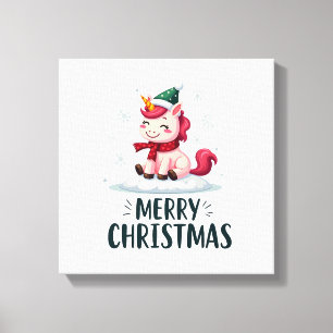 Süßes Einhorn-Weihnachtsmütze Einhorn-Weihnachts-T Leinwanddruck