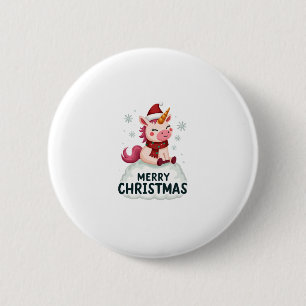 Süßes Einhorn-Weihnachtsmützen-Einhorn-Weihnachts- Button