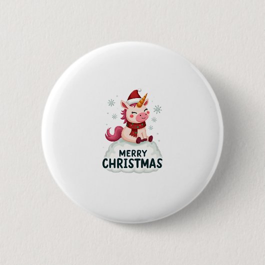 Süßes Einhorn-Weihnachtsmützen-Einhorn-Weihnachts- Button (Vorderseite)