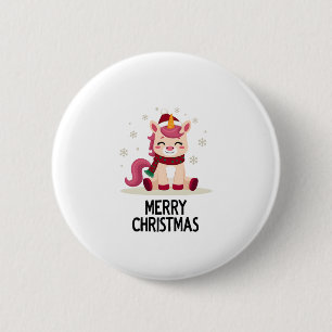 Süßes Einhorn-Weihnachtsmützen-Einhorn-Weihnachts- Button
