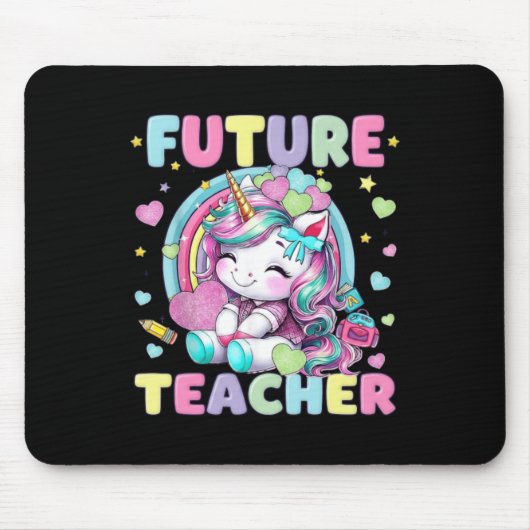 Süßes Einhorn-Zukunftslehrer-Klassenzimmer-Design Mousepad (Vorne)