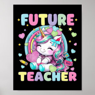Süßes Einhorn-Zukunftslehrer-Klassenzimmer-Design Poster