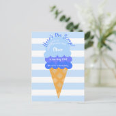 Süßes Eis 1. Geburtstag Party Blue Junge Postkarte (Stehend Vorderseite)
