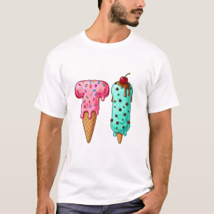 Süßes Eis-Monogramm Sweet Ice Cream Buchstabe T T-Shirt