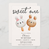 Süßes Eis zum ersten Geburtstag Einladung (Vorne/Hinten)