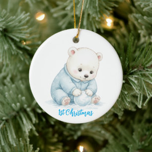 Süßes Eisbär-Ornament Keramik Ornament